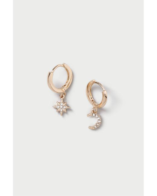 Dorothy Perkins Natural Gold Fine Star And Moon Mini Hoops