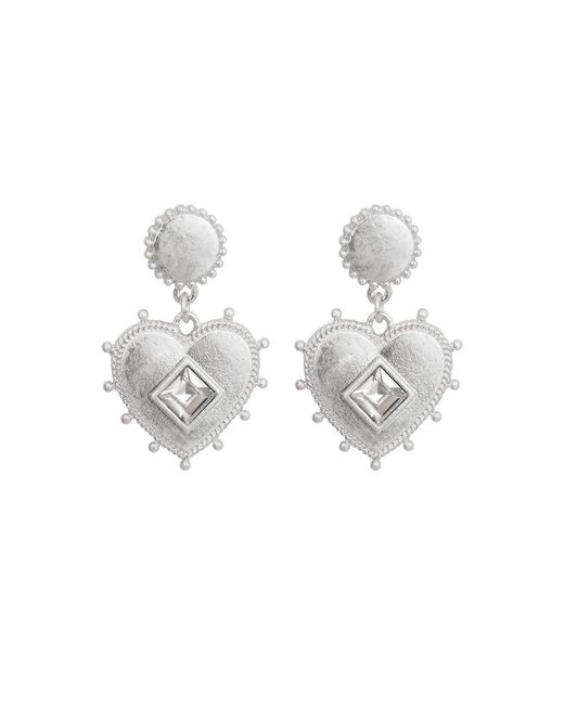 Bibi Bijoux White Silver 'devotion' Heart Earrings