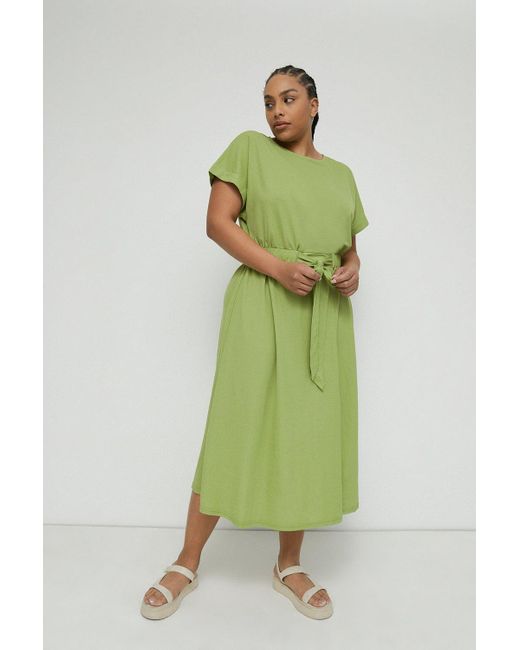 Warehouse Green Plus Size Pique Midi Dress
