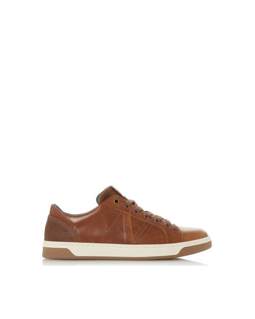 Dune Brown 'timber' Leather Trainers for men