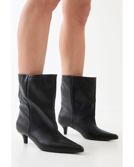 MissPap Black Low Stiletto Heel Ankle Boots