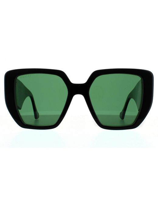 Gucci Square Black And Green Swirl Green Sunglasses