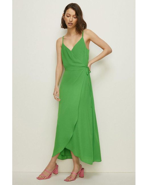 Oasis Green Petite Essential Strappy Cami Wrap Dress