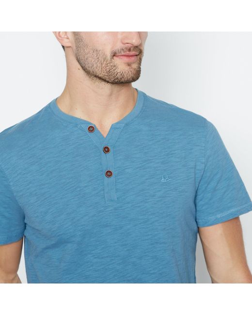 Mantaray Blue Y-neck Cotton T-shirt for men