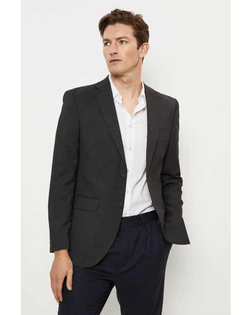 Burton Black Tailored Fit Charcoal Suit Jacket for men