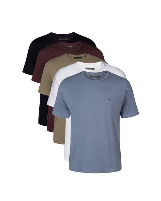 French Connection Blue 5 Pack Cotton Blend T-shirts for men