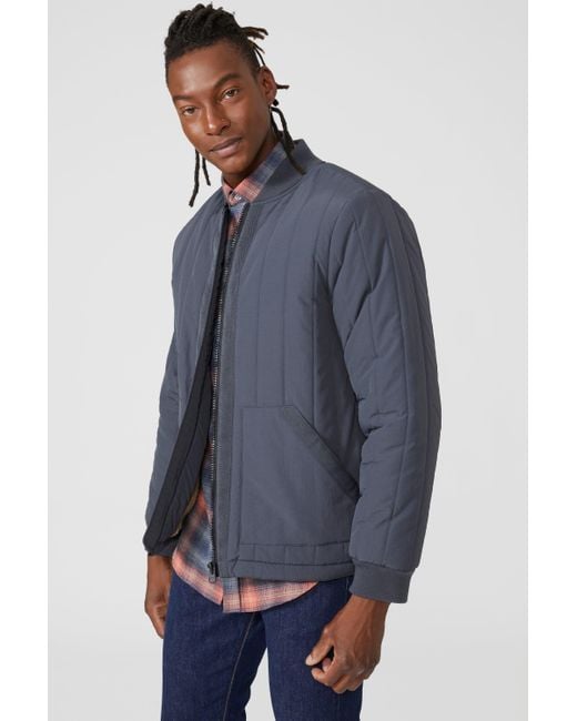 Mantaray Blue Quilted Borg Lined Baseball Jacket for men