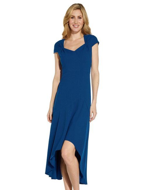 Adrianna Papell Blue Divine Crepe High Low Dress