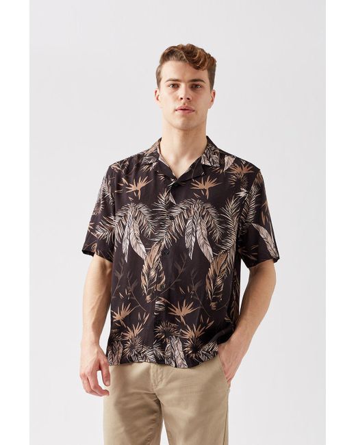 Burton Relaxed Fit Black Floral Shirt for men