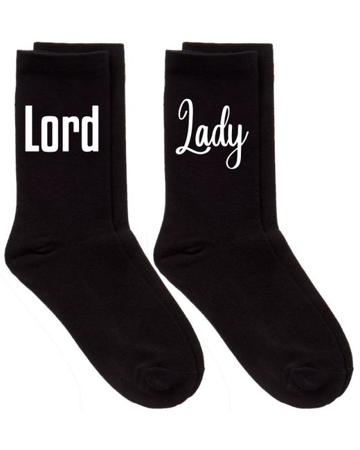 60 SECOND MAKEOVER Couples Lord / Lady Black Calf Sock Set for men