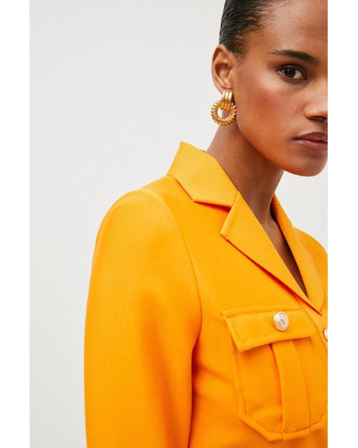 Karen Millen Orange Belted Bandage Knit Utility Jacket