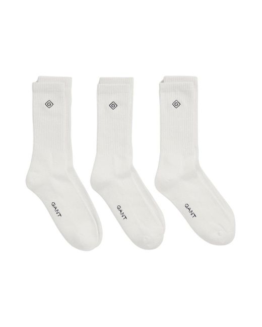 Gant White 3 Pack Sport Sock for men