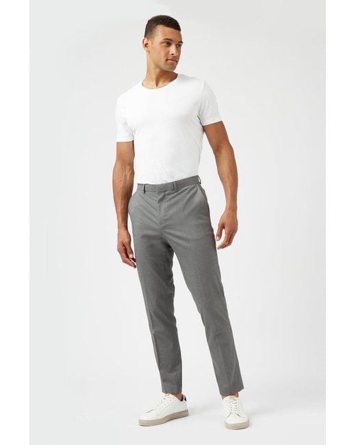 Burton Gray Light Grey Essential Slim Fit Trousers for men