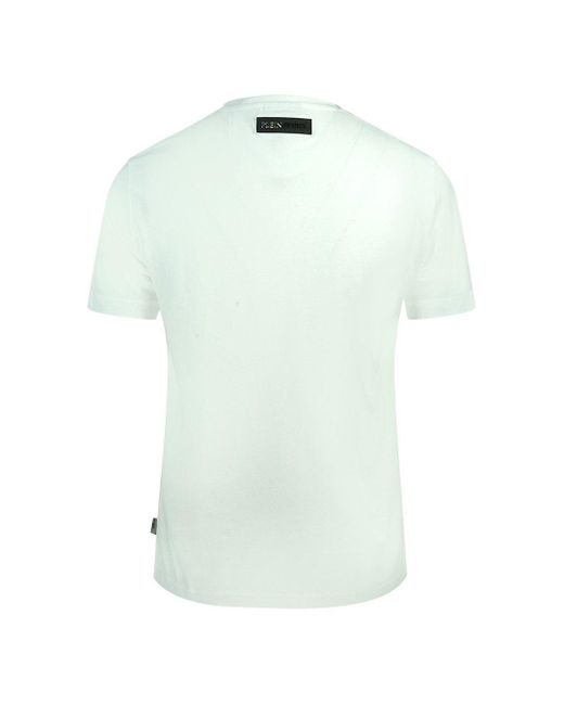 Philipp Plein Blue Plein Tigerhead Bold Logo White T-shirt for men