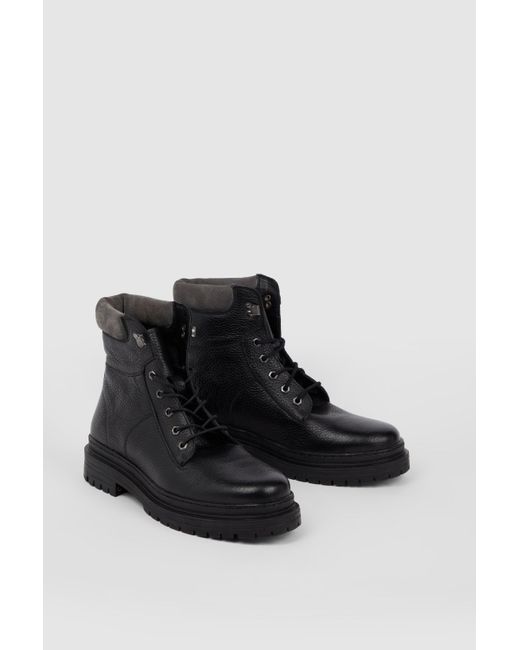 DEBENHAMS Black Tecnic Austin Wide Fit Chunky Leather Boot for men