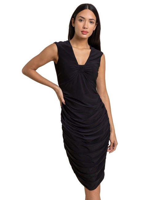 Roman Black Knot Front Jersey Dress