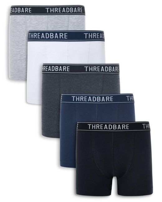 Threadbare Blue 5 Pack 'jezze' Hipster Trunks for men