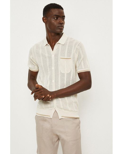 Burton Natural Ecru Tipped Textured Knitted Shirt for men