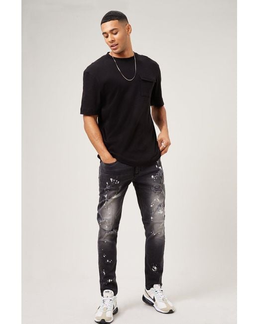 Burton Black Skinny Washed Grey Rip Jeans for men