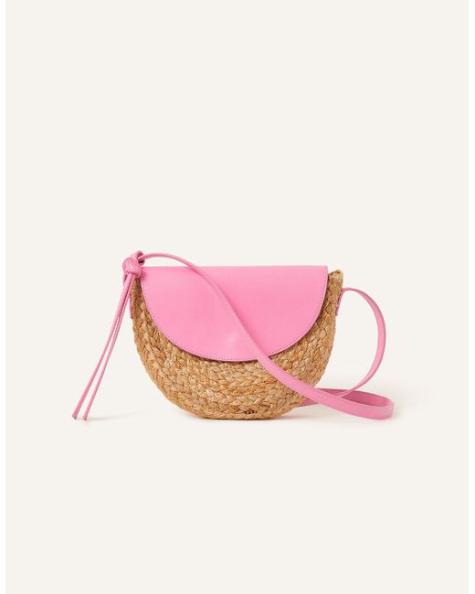 Accessorize Pink Jute Flap Cross-body Bag