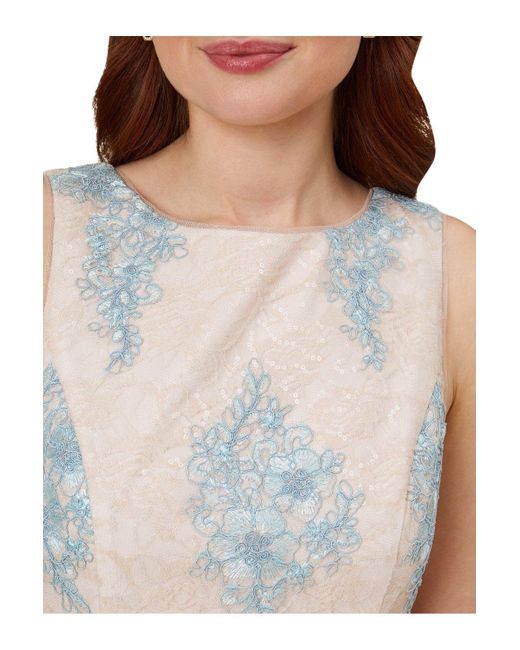 Adrianna Papell Natural Embroidered Lace Fit And Flare