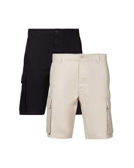 French Connection White 2 Pack Cotton Cargo Shorts for men
