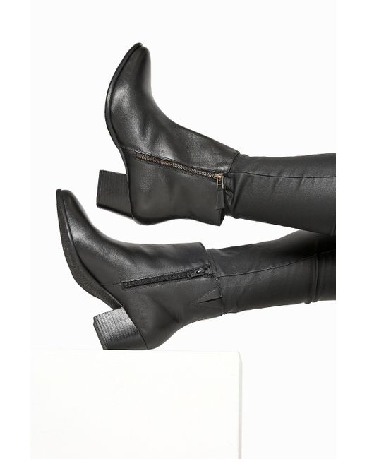 Yours Black Extra Wide Fit Leather Western Ankle Boots