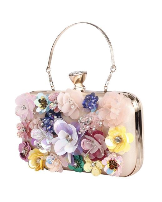 Where's That From Metallic 'tilda' Flowers Flake Embellished Clutch