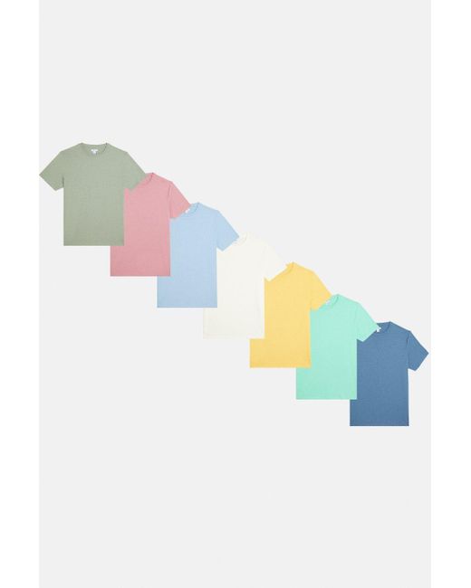 MAINE Blue 7 Pack Multi Pastels Crew Neck T-shirt for men