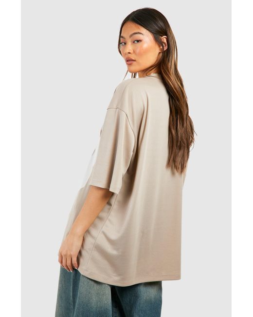 Boohoo Natural Chicago 98 Slogan Airtex Mesh Oversized T-shirt