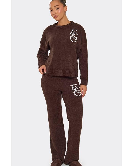 EGO Red Straight Leg Graphic Print Knit Mid Rise Joggers