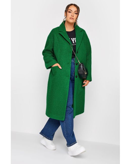 Yours Green Boucle Coat