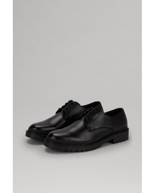 Burton Gray Smart Black Patent Derby Shoes for men