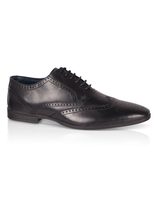 Silver Street London Black Delamere Leather Formal Brogue Shoe for men