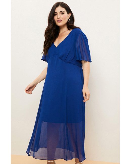 Wallis Blue Curve Cobalt Chiffon Tea Dress