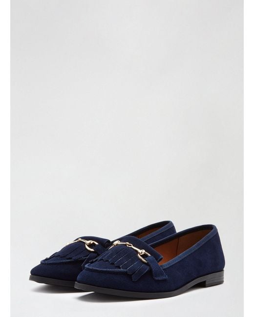 Dorothy Perkins Blue Navy Lime Leather Loafers