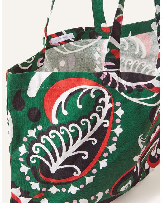 Accessorize Green Paisley Print Shopper Bag