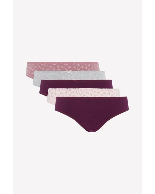 DEBENHAMS Purple 5pp Sprig & Marl Bikini