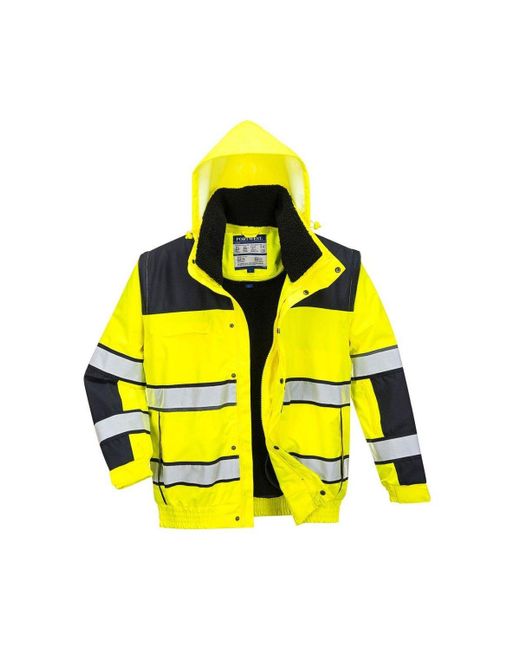 Portwest Yellow Classic 3 In 1 Hi-vis Winter Bomber Jacket for men