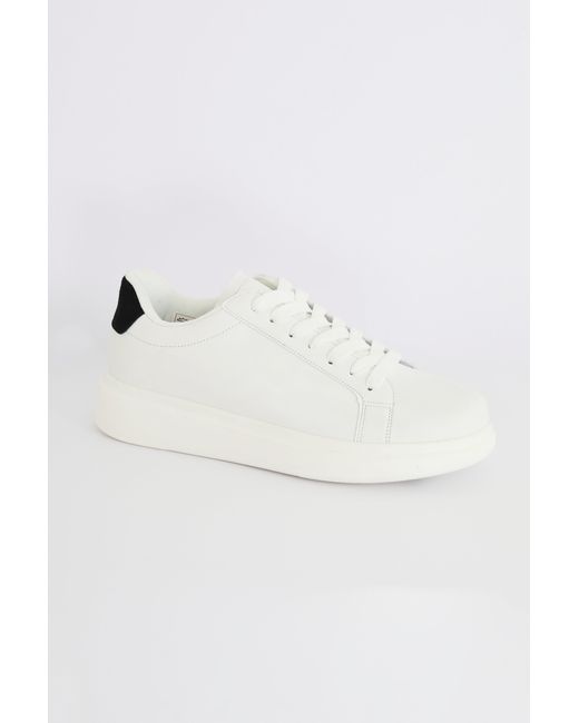 Brave Soul White 'royal' Faux Leather Chunky Sole Lace Up Trainer for men