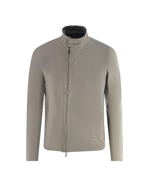 Emporio Armani Gray Grey Leather Jacket for men