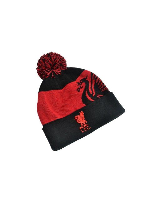 Liverpool Fc Red Bobble Knitted Crest Beanie