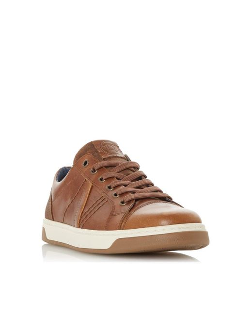 Dune Brown 'timber' Leather Trainers for men