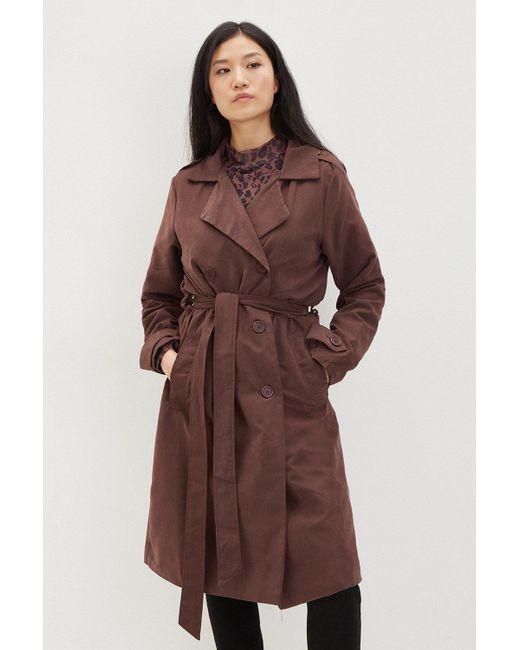 Dorothy Perkins Brown Chocolate Double Breasted Belted Coat
