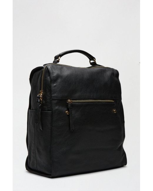 Dorothy Perkins Black Luxe Leather Zip Front Backpack