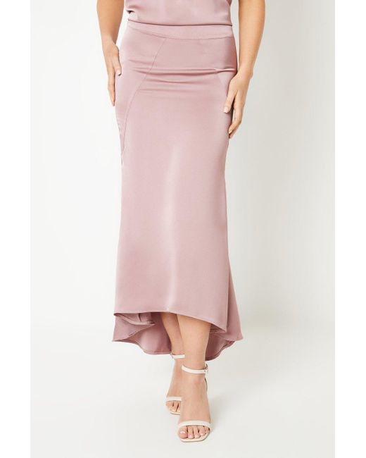 Coast Pink Drape Satin Panelled Midi Skirt