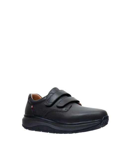 Joya Black Peter Extra Wide Fit Men's Velcro Adjustable Fastening Leather Shoe for men