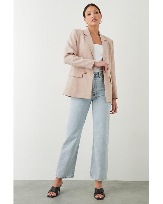 Dorothy Perkins Natural Crosshatch Double Breasted Blazer