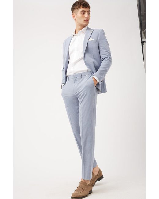 Burton Blue Basketweave Slim Fit Suit Trouser for men