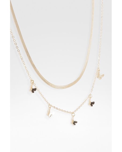 Boohoo White Butterfly Layered Necklace